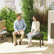 Garden Bench for Two with Durable Wood Effect Seat and Steel Frame Grey Black Outsunny
