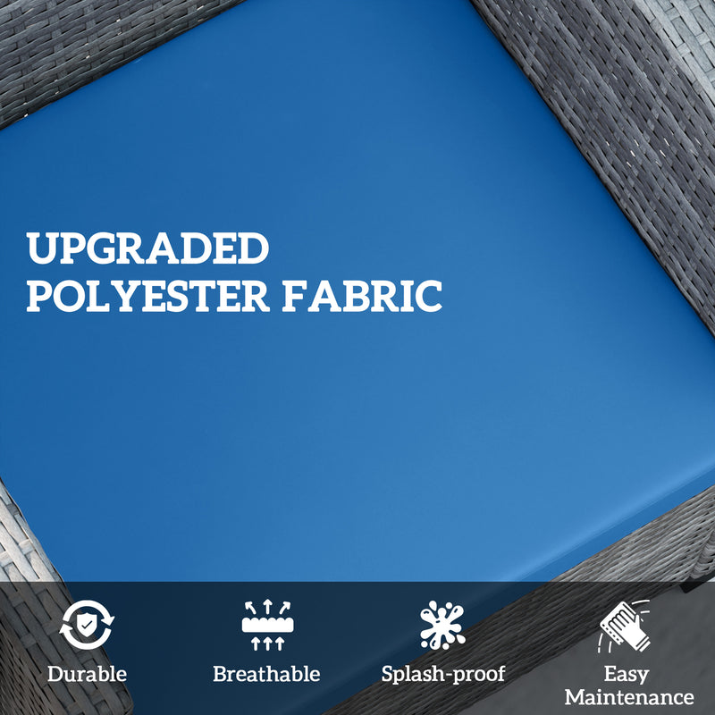 Sky Blue Garden Seat Cushion Pads Set of 3 for Rattan Furniture by Outsunny