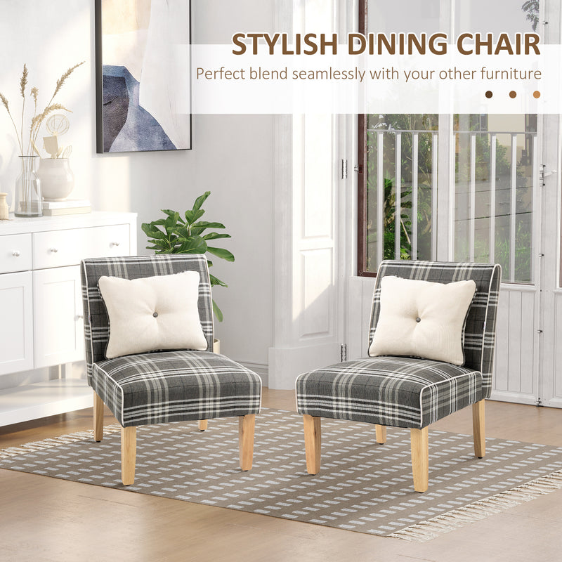 Set of 2 Modern Dining Chairs with Cushions and Wood Legs for Kitchen or Lounge Grey AOSOM