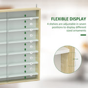 7 Tier Wall Display Cabinet with Glass Doors and Adjustable Shelves Oak by HOMCOM