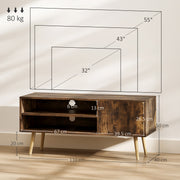 Brown TV Stand for TVs up to 55 Inches with Open Shelves and Cable Management