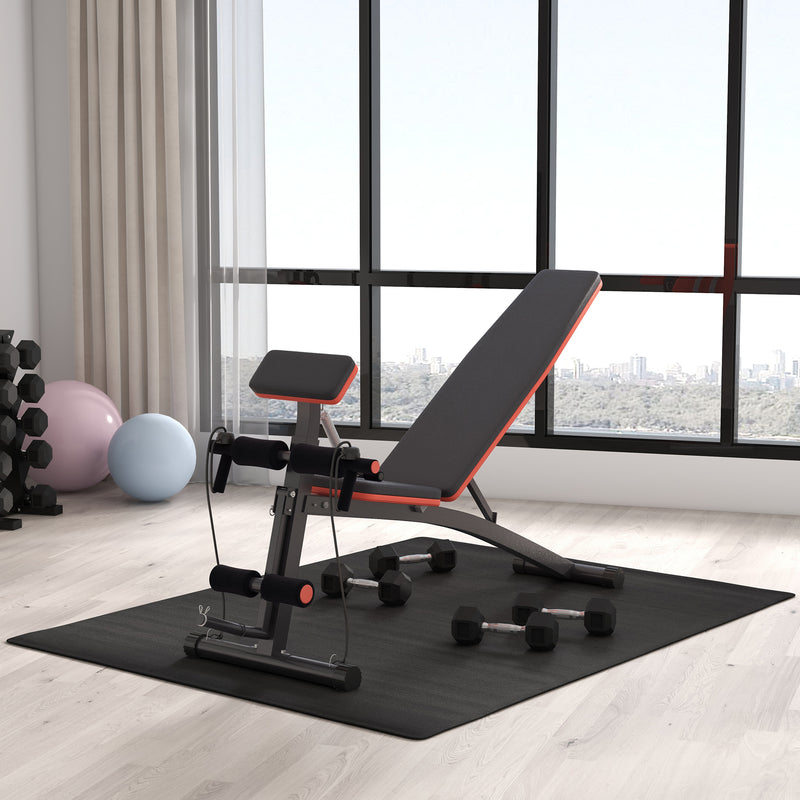 Foldable Adjustable Weight Bench for Strength Training and Sit Ups with Incline Red