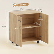 Dimensions diagram showing 60 cm wide, 35 cm deep, 65 cm high, 57 x 31.5 x 27.5 cm interior and 25 kg load