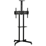 Homcom mobile TV stand on wheels with VESA mount, height-adjustable pole and lockable castors