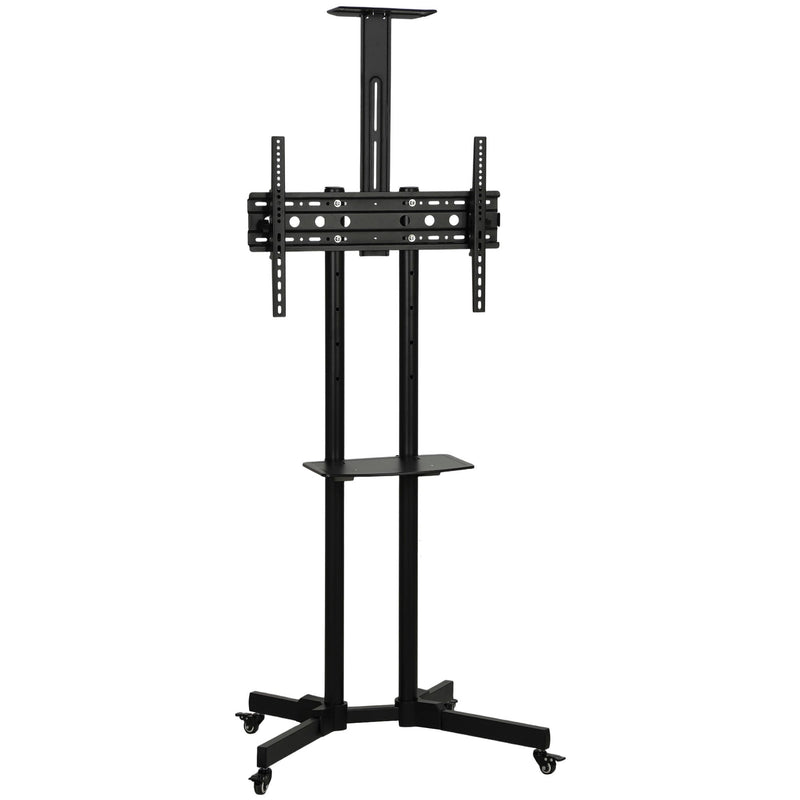 Homcom mobile TV stand on wheels with VESA mount, height-adjustable pole and lockable castors