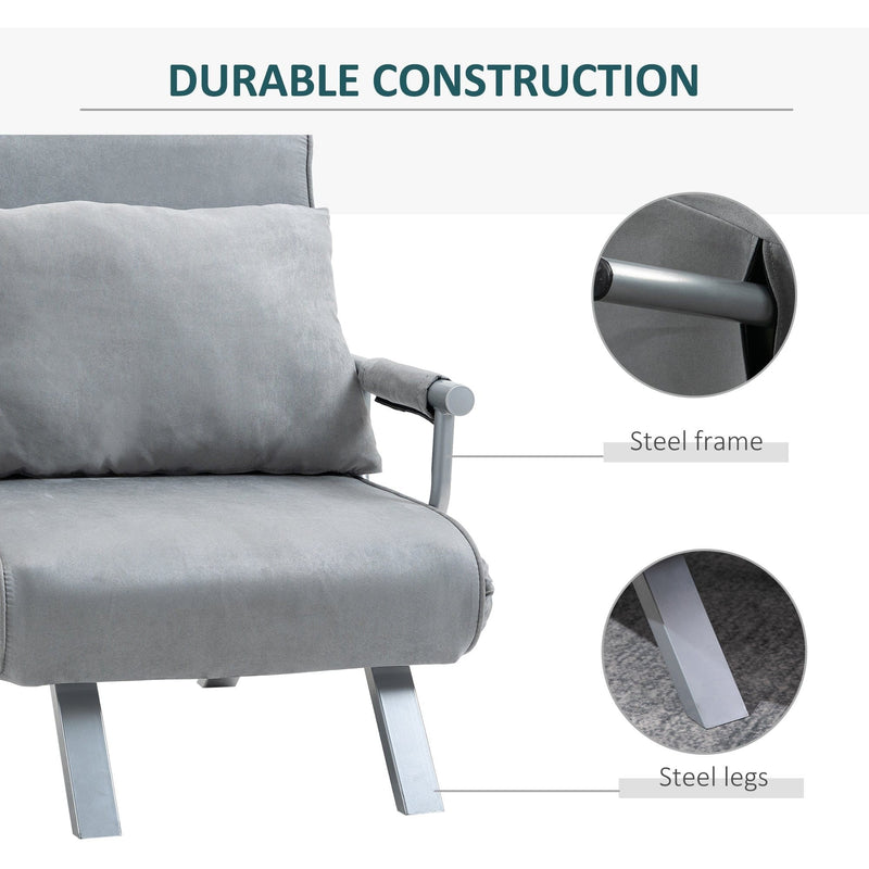 3-in-1 design showing light grey chair, longline seat and single bed positions