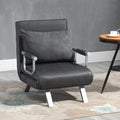Dark grey 3-in-1 faux suede chair bed styled in a modern living room