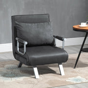 Dark grey 3-in-1 faux suede chair bed styled in a modern living room