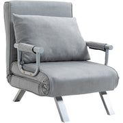 Close-up of backrest and armrest foam padding, dark grey chair bed