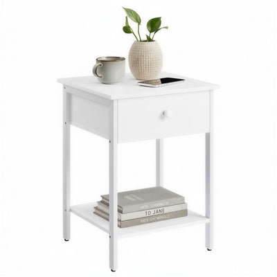 Vasagle bedside table nightstand with open drawer showing storage space