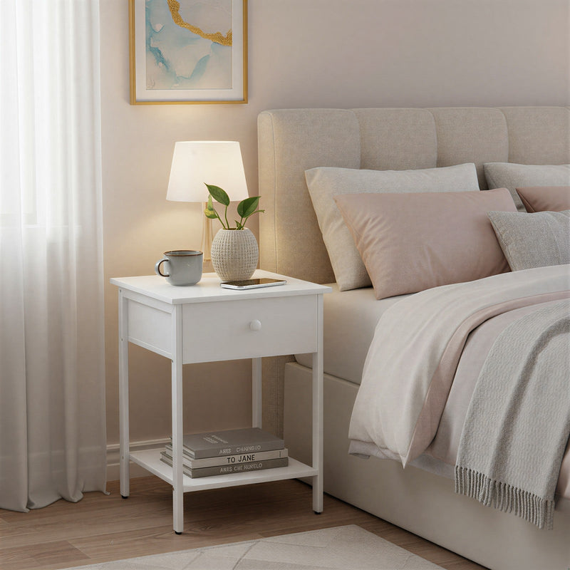 Vasagle bedside table styled in a modern bedroom setting