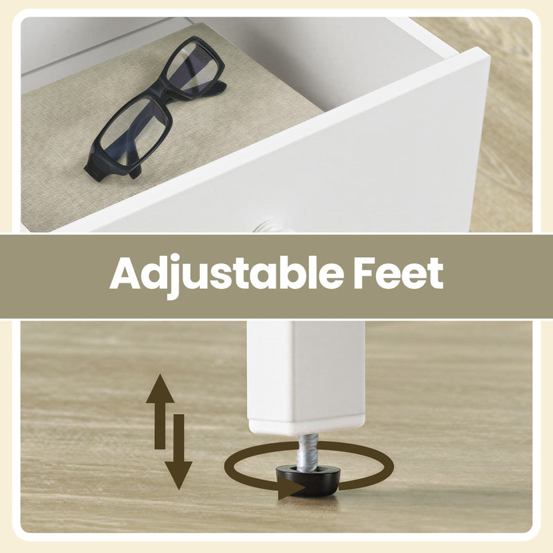 Vasagle bedside table material close-up of particleboard and steel