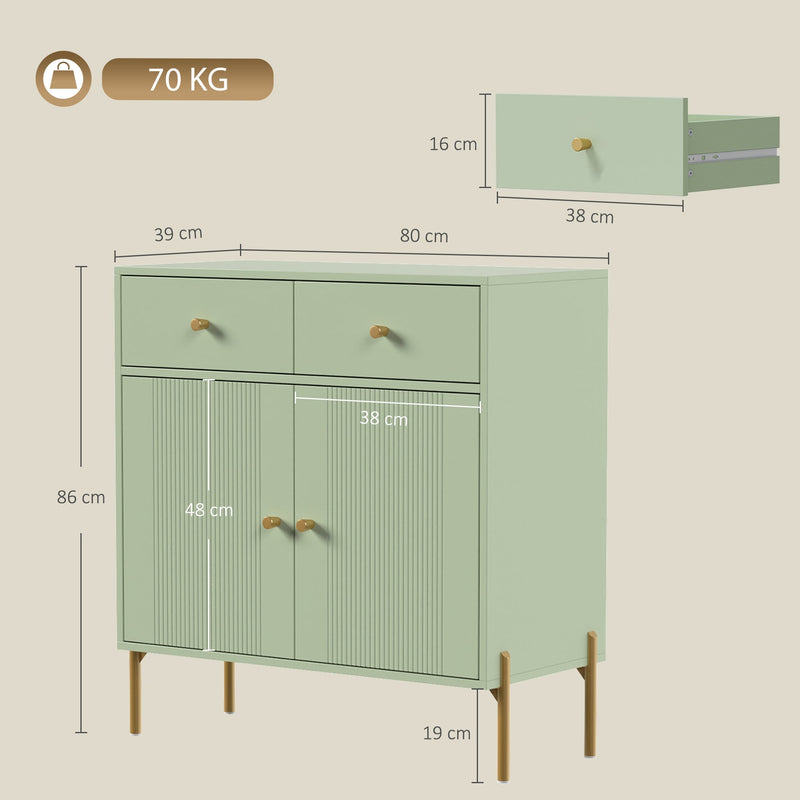 Dimension diagram showing the sideboard is 80 cm wide, 39 cm deep and 86 cm tall