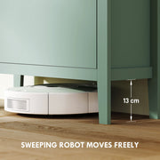 13 cm floor clearance under the cabinet allowing a robot vacuum to pass beneath