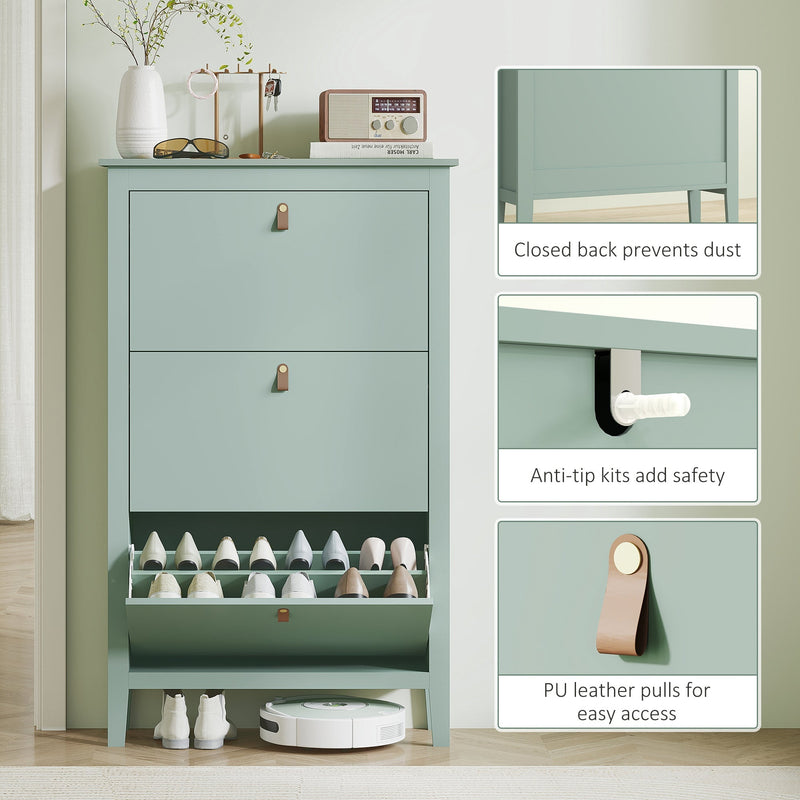 Close-up details of the closed back panel, anti-tip safety kit and PU leather drawer pulls