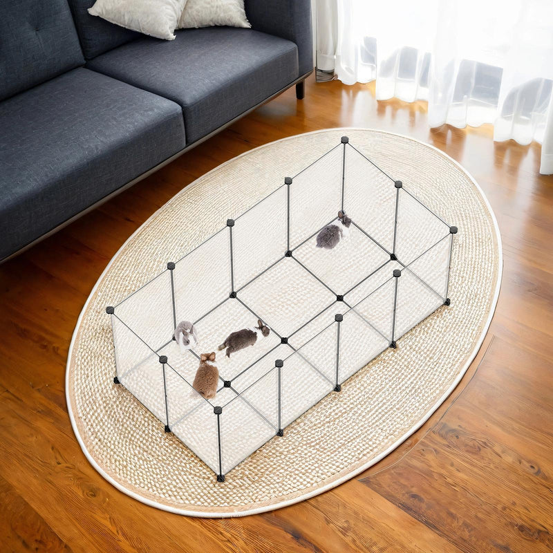 Songmics white modular small animal playpen shown assembled on a plain background