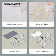 Playpen panels arranged in an alternative modular layout