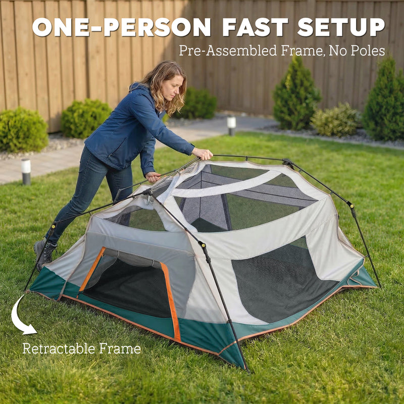 Family Shelter Tent for 6 with Quick Setup and Removable Roof for Garden or Beach Green