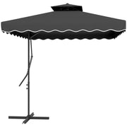 Black 2.5m Cantilever Garden Parasol with Ruffled Double Top and Cross Base by Outsunny