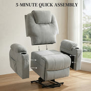 Riser Recliner Chair with Power Lift Massage and Heat for Easy Standing Light Grey AOSOM