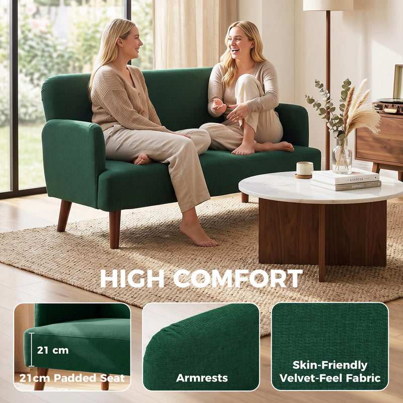 2 Seater Sofa with Raised Legs for Easy Cleaning and Compact Living Spaces Dark Green