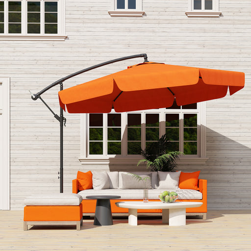 Orange 2.7m Cantilever Garden Parasol with Adjustable Crank Arm by Outsunny
