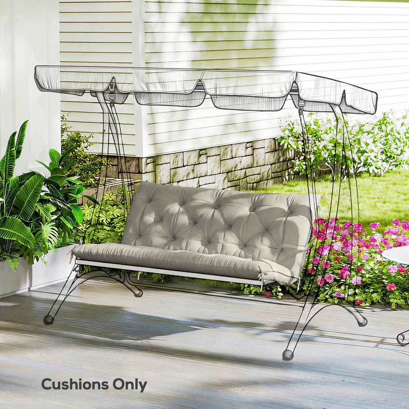 Outdoor Bench Cushion for 2 Seater Benches or Swing Chairs Easy Care Light Grey AOSOM