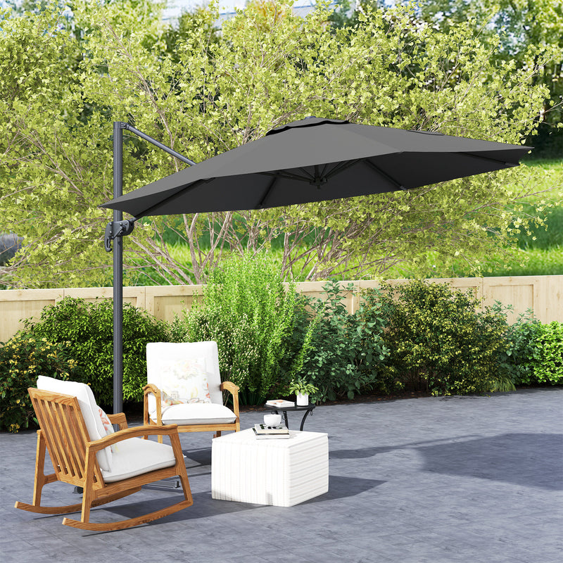 Black 3m Cantilever Parasol with 360° Rotation and Crank Handle for Garden by Outsunny