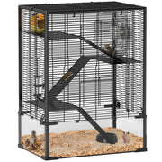 4 Tier Hamster Cage with Glass Base Running Wheel and Accessories by PawHut
