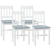 Set of 4 Wooden Dining Chairs with Slat Back Ideal for Kitchen or Dining Room White AOSOM