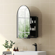 Bathroom Wall Cabinet with Mirror and Shelves Fully Assembled Space Saving Black AOSOM