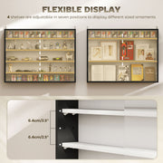 Wall Display Cabinet with Adjustable Shelves and Sliding Glass Doors for Ornaments Black AOSOM