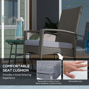 Set of 2 Rattan Garden Rocking Chairs With Cushions and Armrests For Outdoor Use, Grey