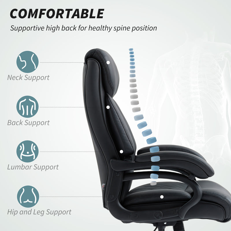 Ergonomic Executive Office Chair with Spring Cushioning for All Day Comfort Black