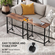 Industrial 80 cm Folding Desk on Wheels Compact Space Saving Design for Home Office