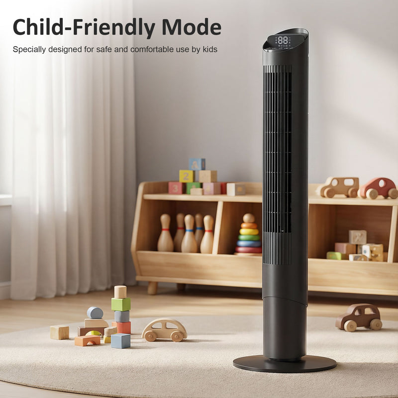 Tower Fan with Quiet Sleep Mode and App Control for Cool Comfortable Rooms Black AOSOM