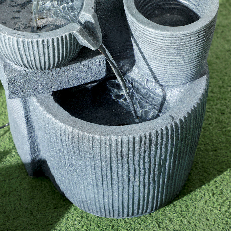 Solar Powered Outdoor Water Fountain Dark Grey by Outsunny