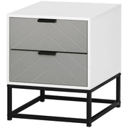 2 Drawer Bedside Cabinet With Metal Base For Bedroom Living Room Or Dorm Storage