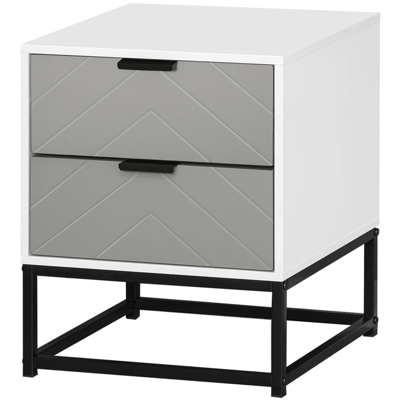 2 Drawer Bedside Cabinet With Metal Base For Bedroom Living Room Or Dorm Storage