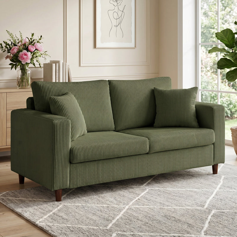2 Seater Extra Wide Loveseat Sofa With Deep Corduroy Seat For Spacious Relaxing