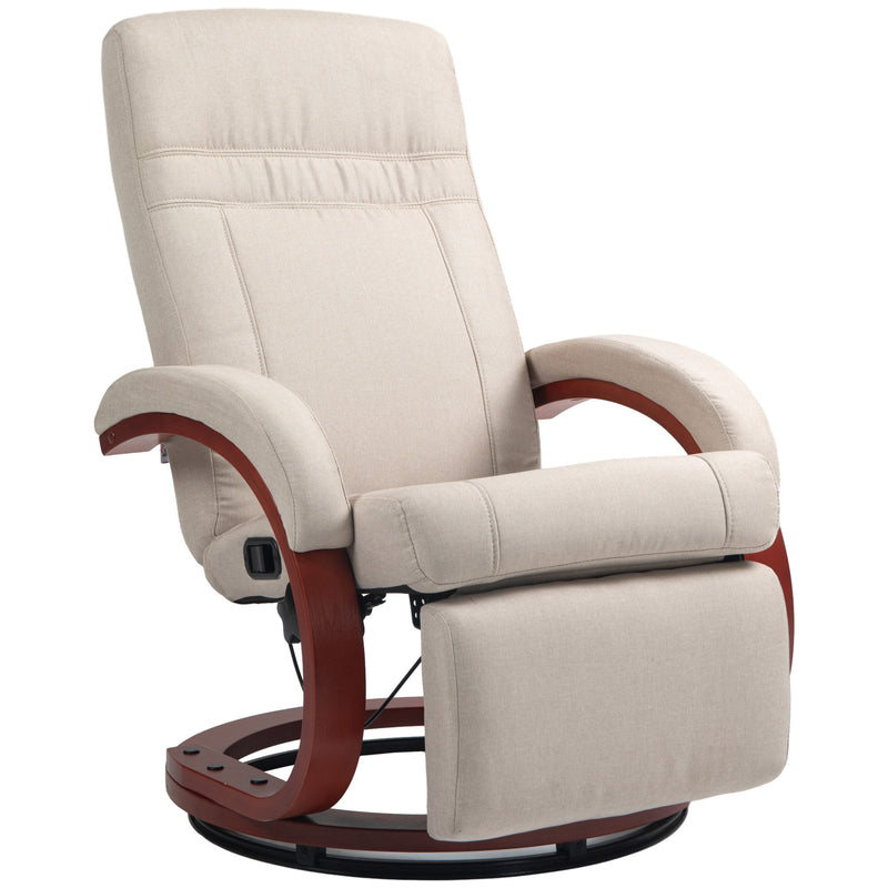 Reclining Swivel Armchair with Footrest for Relaxing at Home Office Use Beige