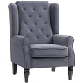 Charcoal Grey Wingback Accent Chair with Tufted Upholstery for Living Room or Bedroom by HOMCOM