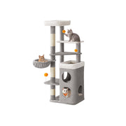Feandrea multi-level cat tree in dove grey with cave and basket perch