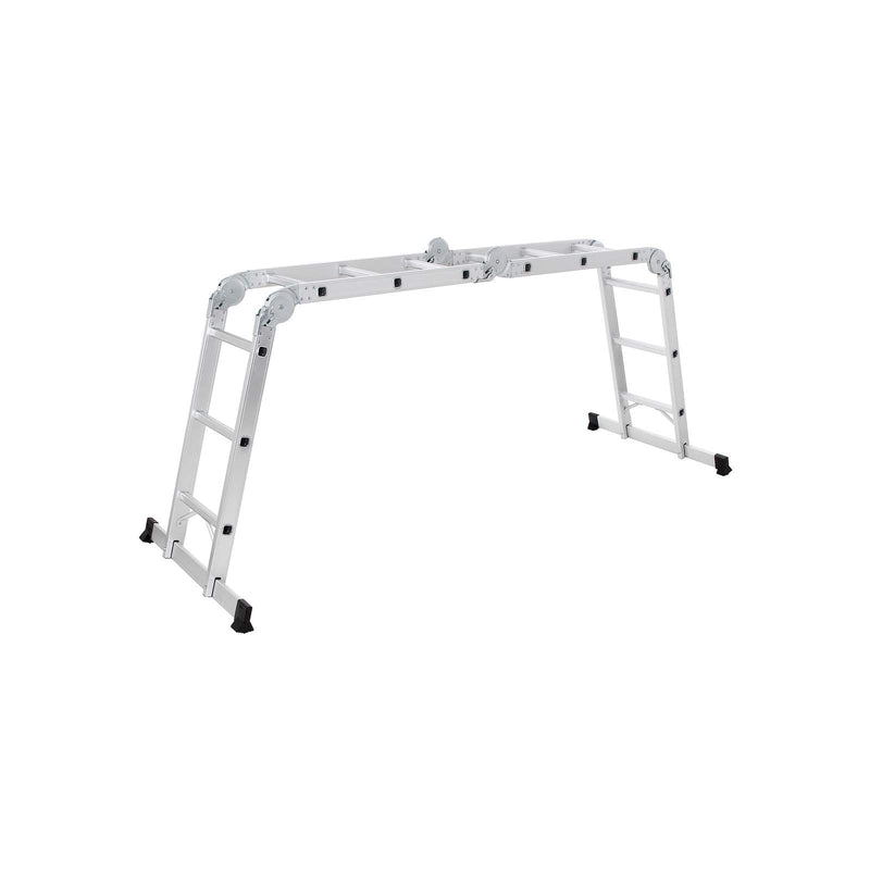 Songmics multi purpose aluminium ladder set up in the bridge position, angled view