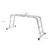Dimension diagram of the ladder in bridge position, 143 cm long, 79.5 cm wide, 94 cm high