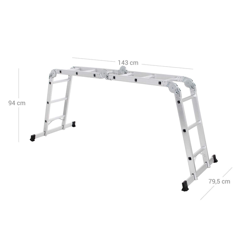 Dimension diagram of the ladder in bridge position, 143 cm long, 79.5 cm wide, 94 cm high