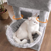 Cat lounging in one of the hanging basket loungers
