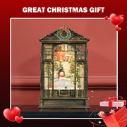 Snow globe lantern with a Christmas gift graphic and hearts