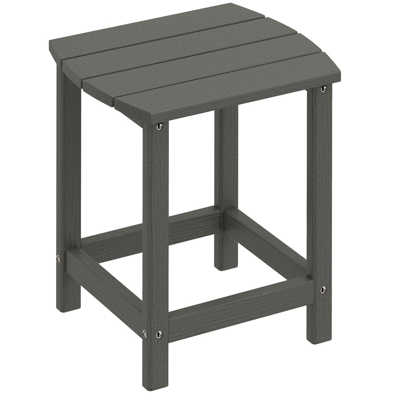 Outdoor Side Table for Garden or Patio with Easy-Clean Weatherproof Wood Effect Grey Outsunny