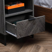 Bedside Table with Drawer and Open Shelf for Bedroom or Lounge with Steel Legs Dark Grey